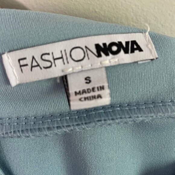 Fashion Nova Light Blue Sleeveless Bodysuit & Ruched Pants Set - Size S - Picture 8 of 14